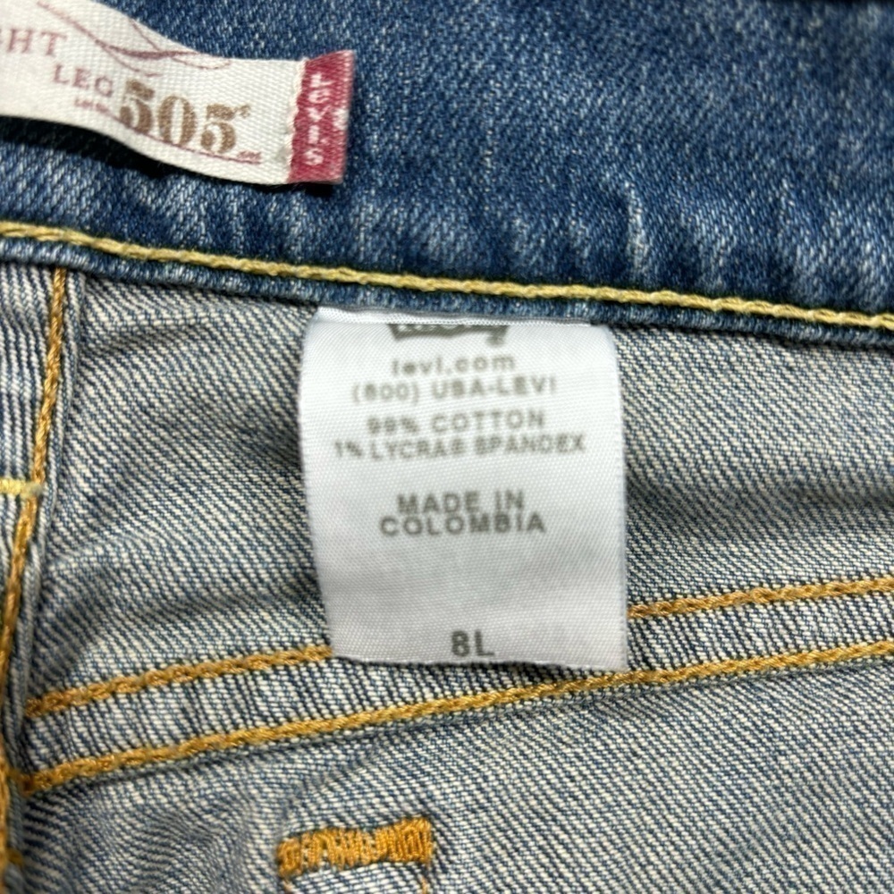 Levi's Jeans Womens 8 Long 505 Straight Leg Vintage Light Wash Raw Hem Frayed - Picture 3 of 6